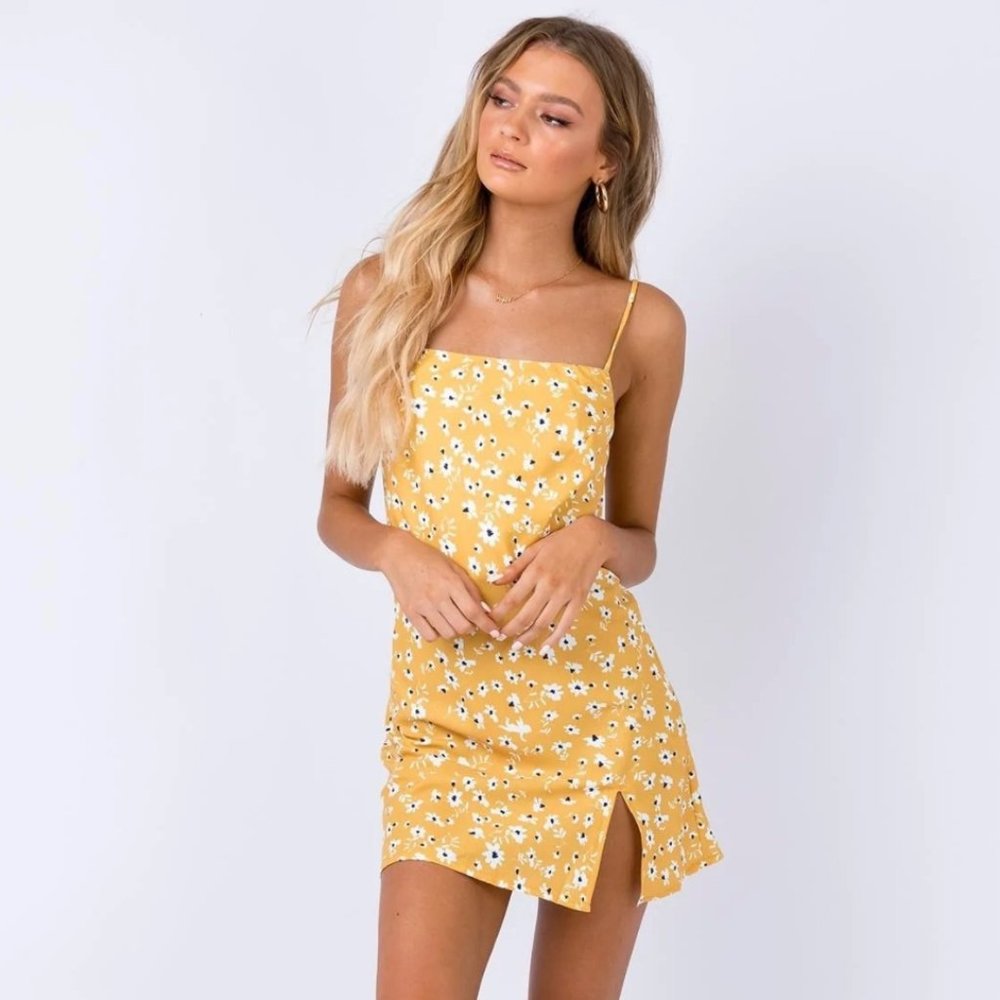Princess Polly Dawson Mini Dress in Mustard